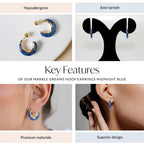 Marble Dreams Hoop Earrings Midnight Blue Nestasia