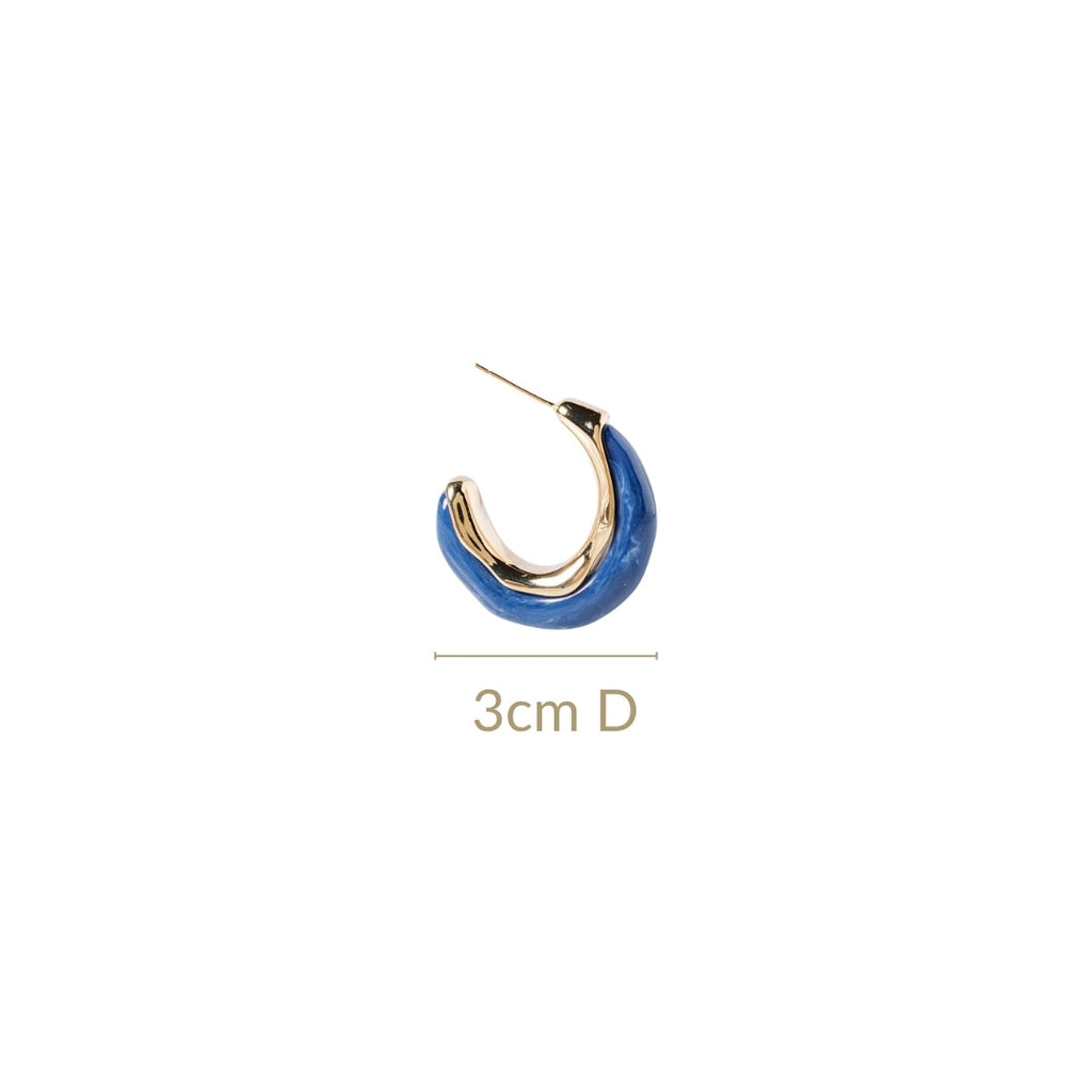 Marble Dreams Hoop Earrings Midnight Blue Nestasia