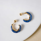 Marble Dreams Hoop Earrings Midnight Blue Nestasia