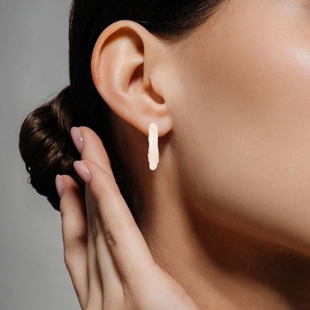 Marble Dreams Hoop Earrings White Nestasia