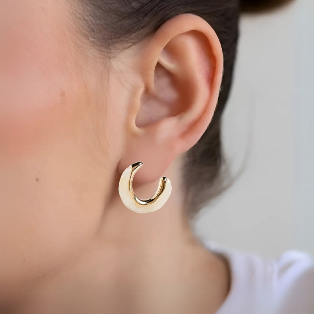 Marble Dreams Hoop Earrings White Nestasia