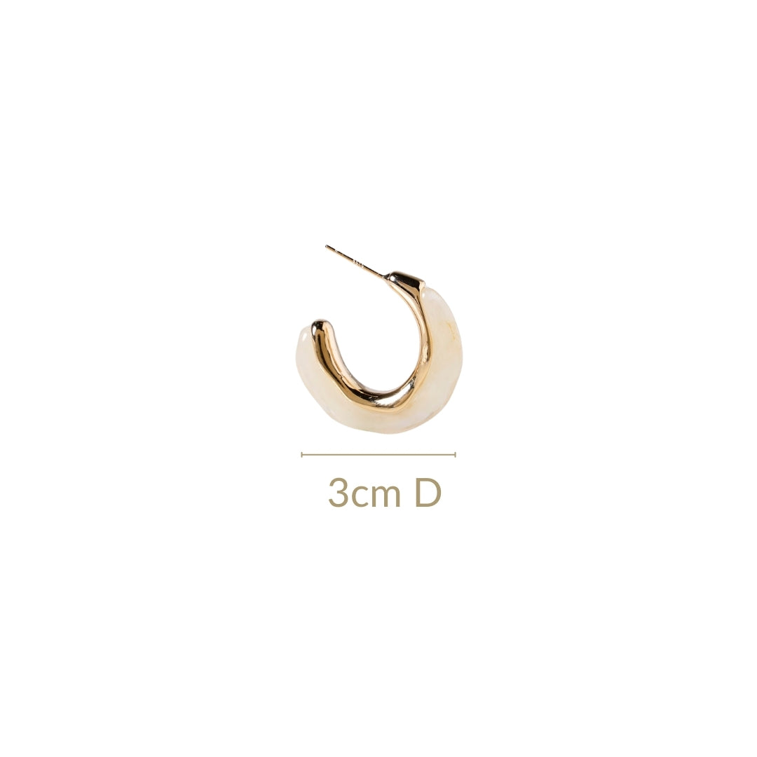 Marble Dreams Hoop Earrings White Nestasia