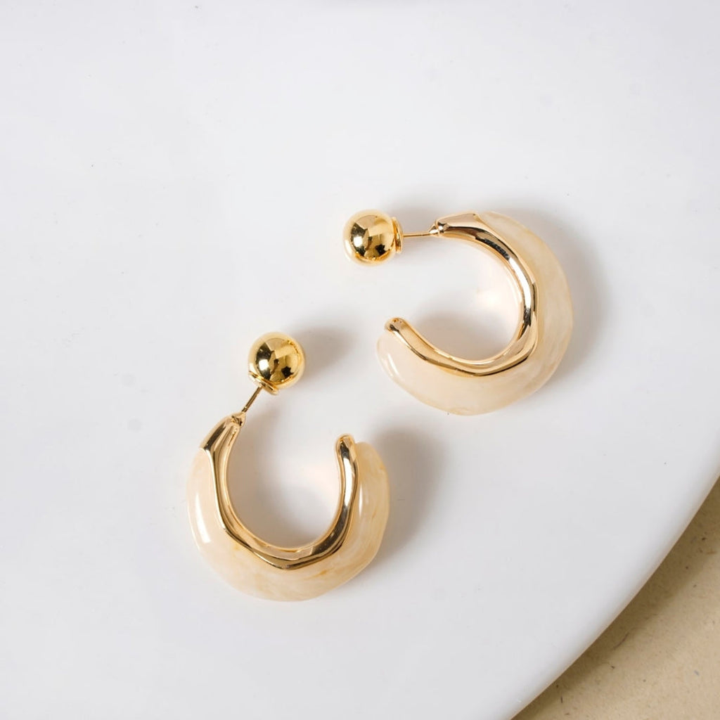 Marble Dreams Hoop Earrings White Nestasia