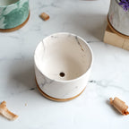 Marbleous Ceramic Flower Planter With Coaster Set Of 4 Nestasia