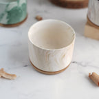 Marbleous Ceramic Flower Planter With Coaster Set Of 4 Nestasia