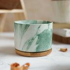 Marbleous Ceramic Flower Planter With Coaster Set Of 4 Nestasia