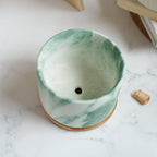 Marbleous Ceramic Flower Planter With Coaster Set Of 4 Nestasia
