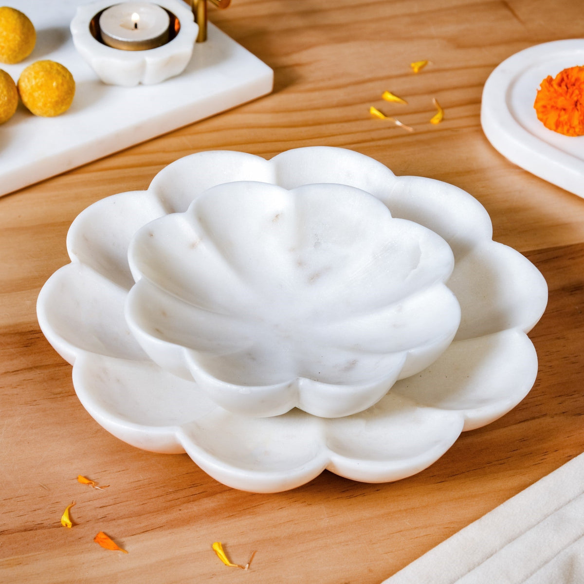 Polished Marble Serving Platter Large 9 Inch Nestasia