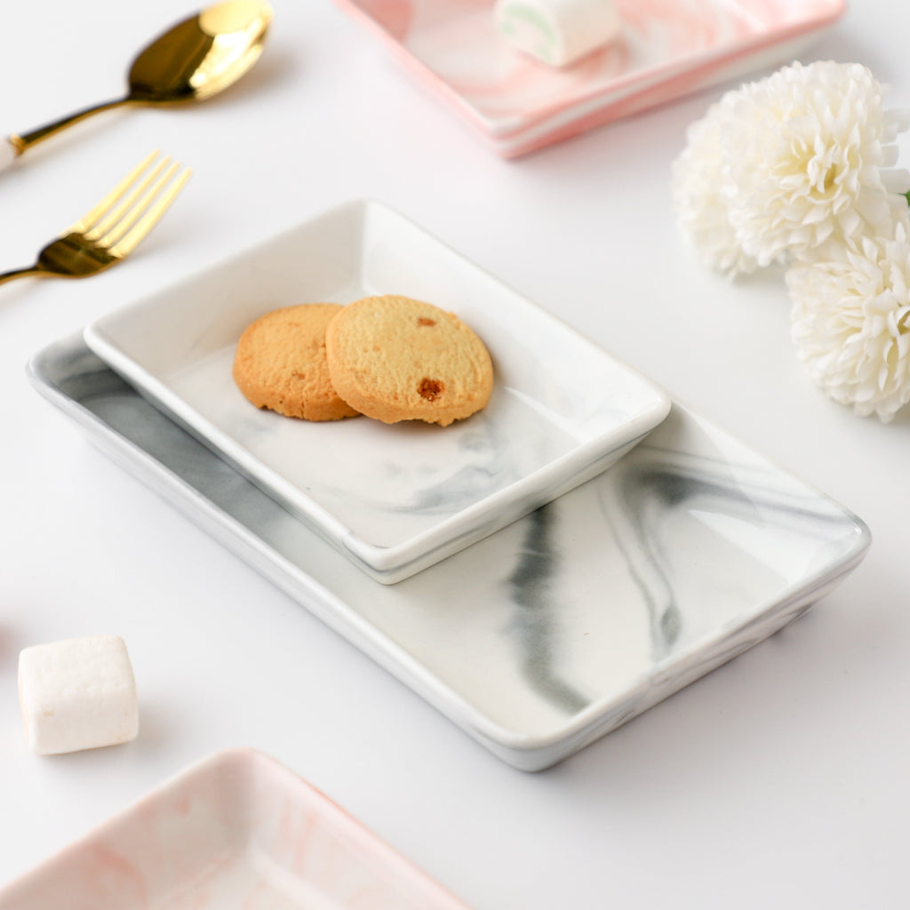 Marble Serving Platter Grey Small 5 Inch Nestasia