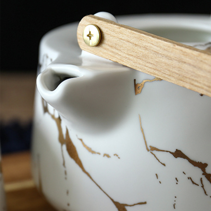 Marble White Gold Tea Set Nestasia