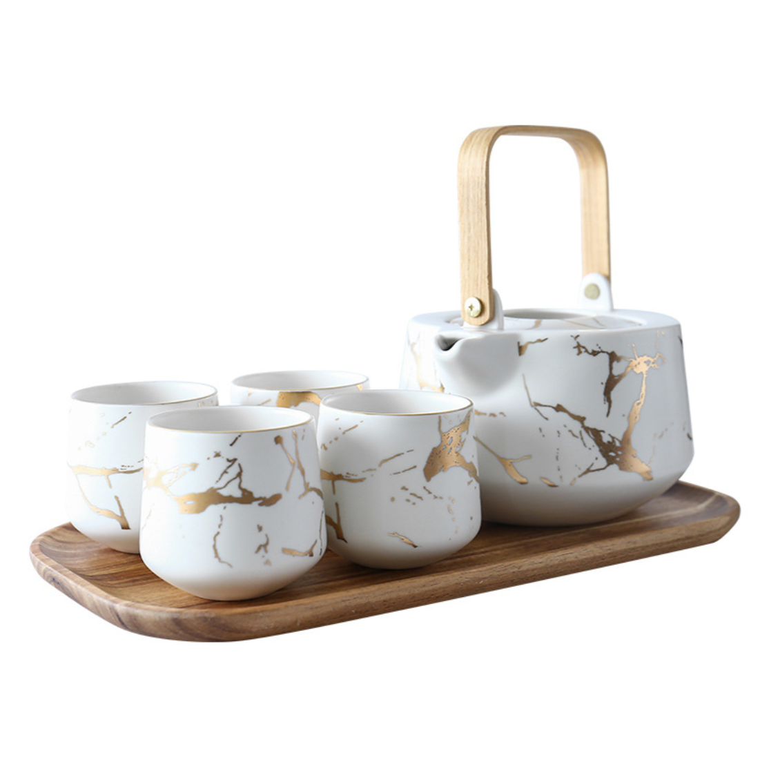 Marble White Gold Tea Set Nestasia