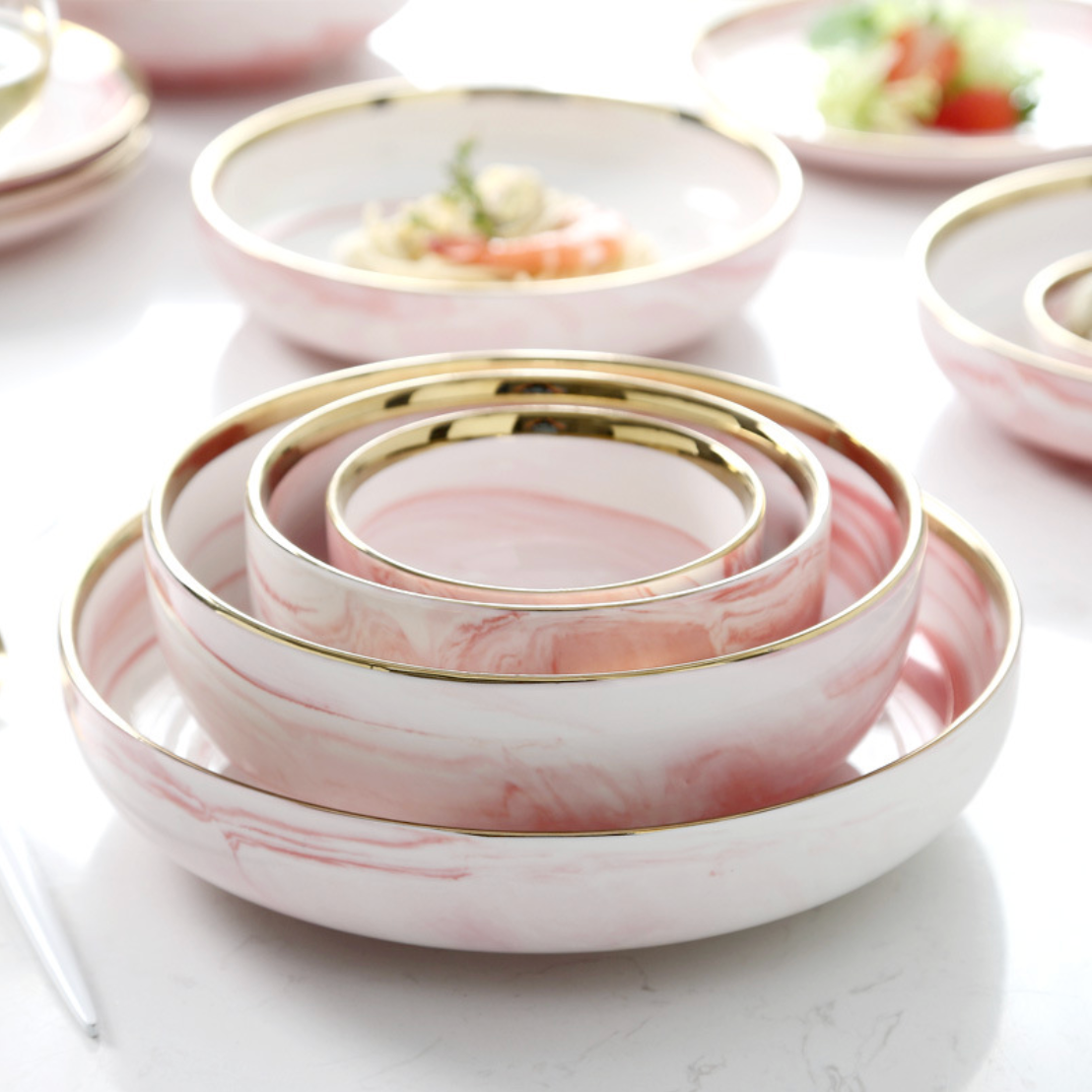 Pink Marble Bowls Nestasia