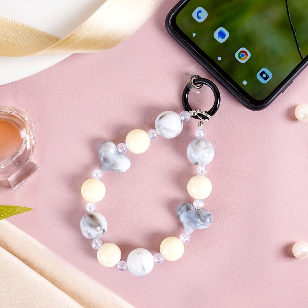 Marble Design Beaded Charms Keychain Nestasia