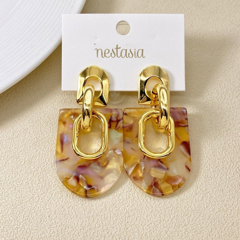 Marbled Arches Earrings Brown Nestasia
