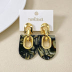 Marbled Arches Earrings Black Green Nestasia