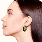 Marbled Arches Earrings Black Green Nestasia