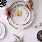 Marble Patterned Ceramic Dinner Plate Grey 10 Inch Nestasia