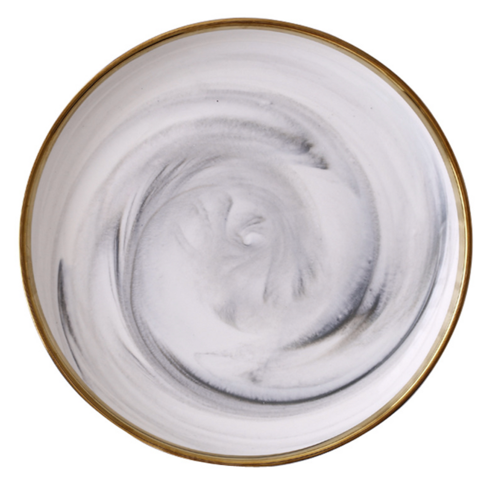 Marble Patterned Ceramic Dinner Plate Grey 10 Inch Nestasia