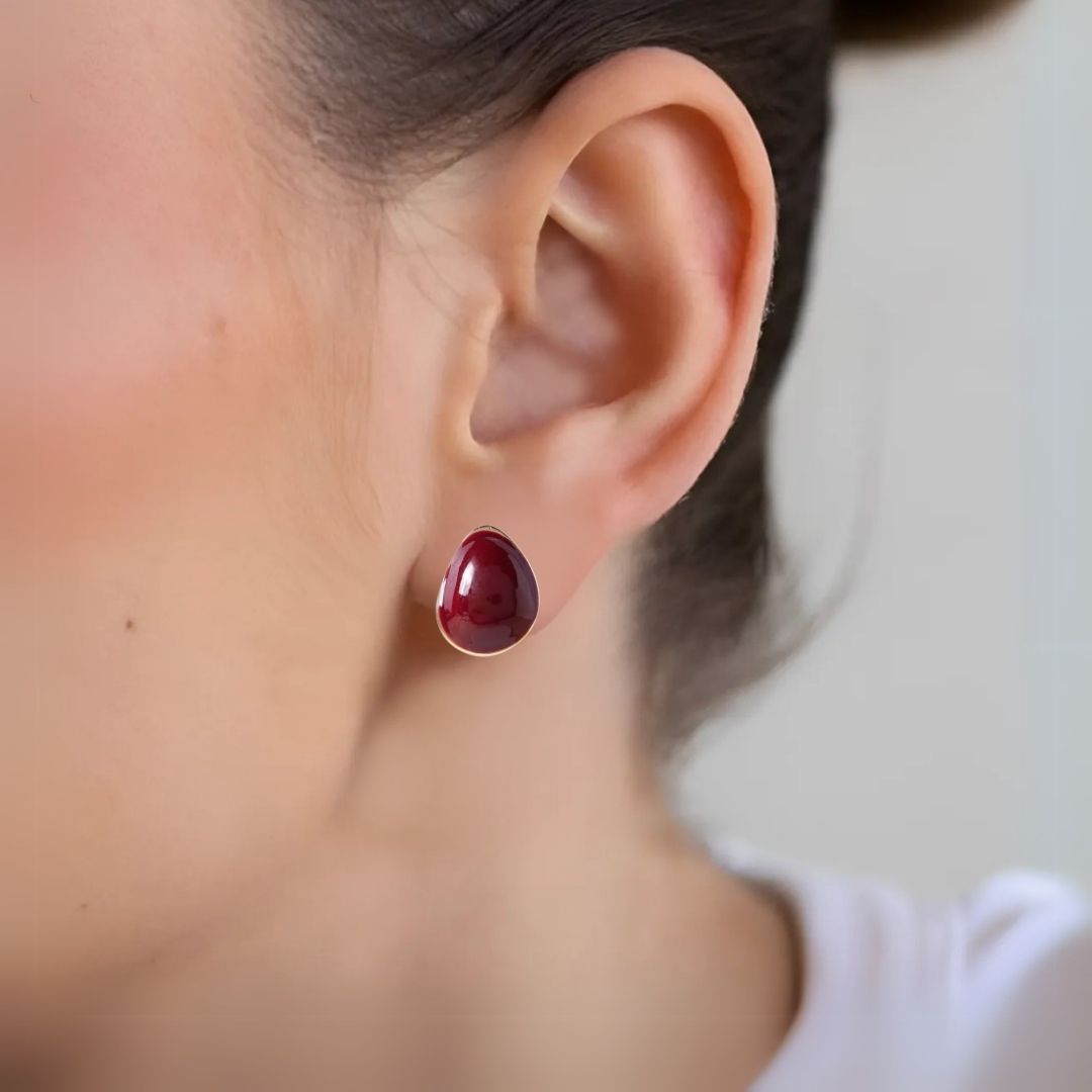 Maroon And Gold Studs Nestasia
