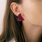 Maroon Textured Earrings Nestasia