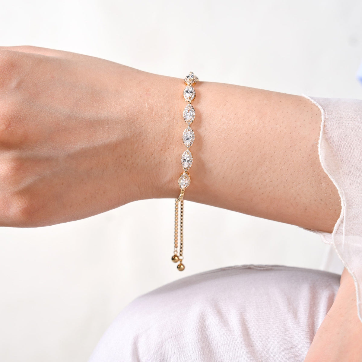 Marquise Cut Charm Gold Bracelet Nestasia