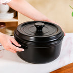 Matte Black Ceramic Cocotte Cooking Pot 4200ml Nestasia