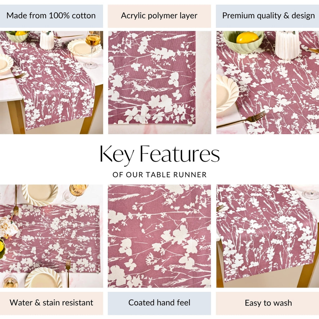 Dusty Mauve 8 Seater Cotton Water Resistant Runner 264x35cm Nestasia