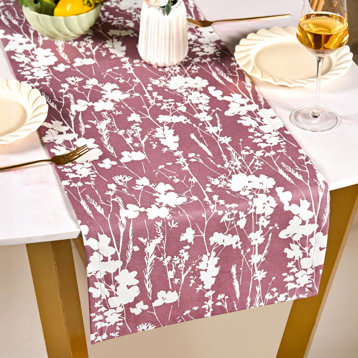 Dusty Mauve 8 Seater Cotton Water Resistant Runner 264x35cm Nestasia