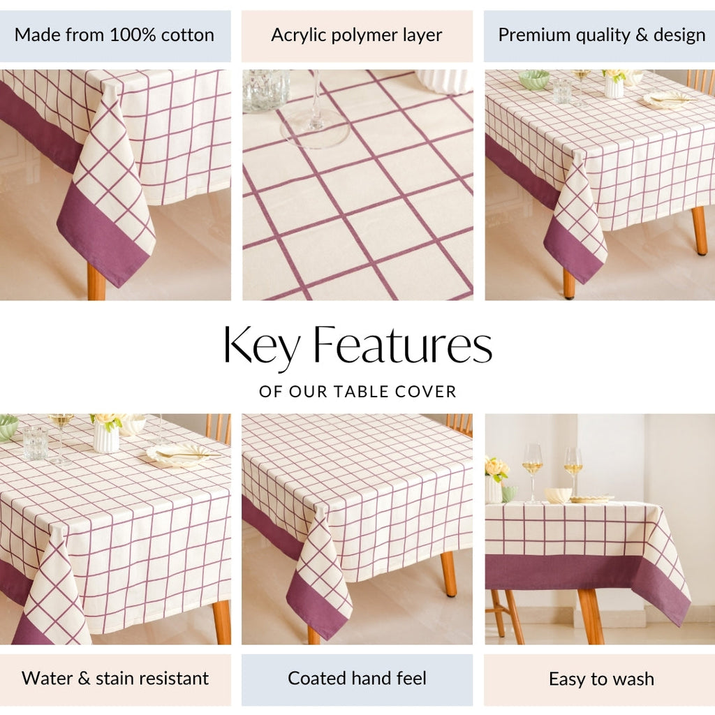 Dusty Mauve Cotton 8 Seater Water Resistant Tablecloth 274x152cm Nestasia
