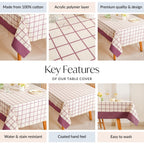 Dusty Mauve Cotton 8 Seater Water Resistant Tablecloth 274x152cm Nestasia
