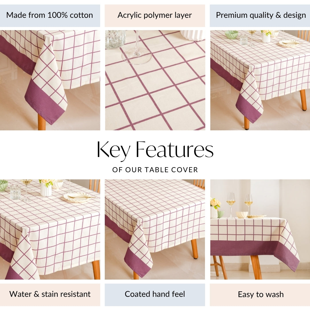 Dusty Mauve Cotton 8 Seater Water Resistant Tablecloth 274x152cm Nestasia