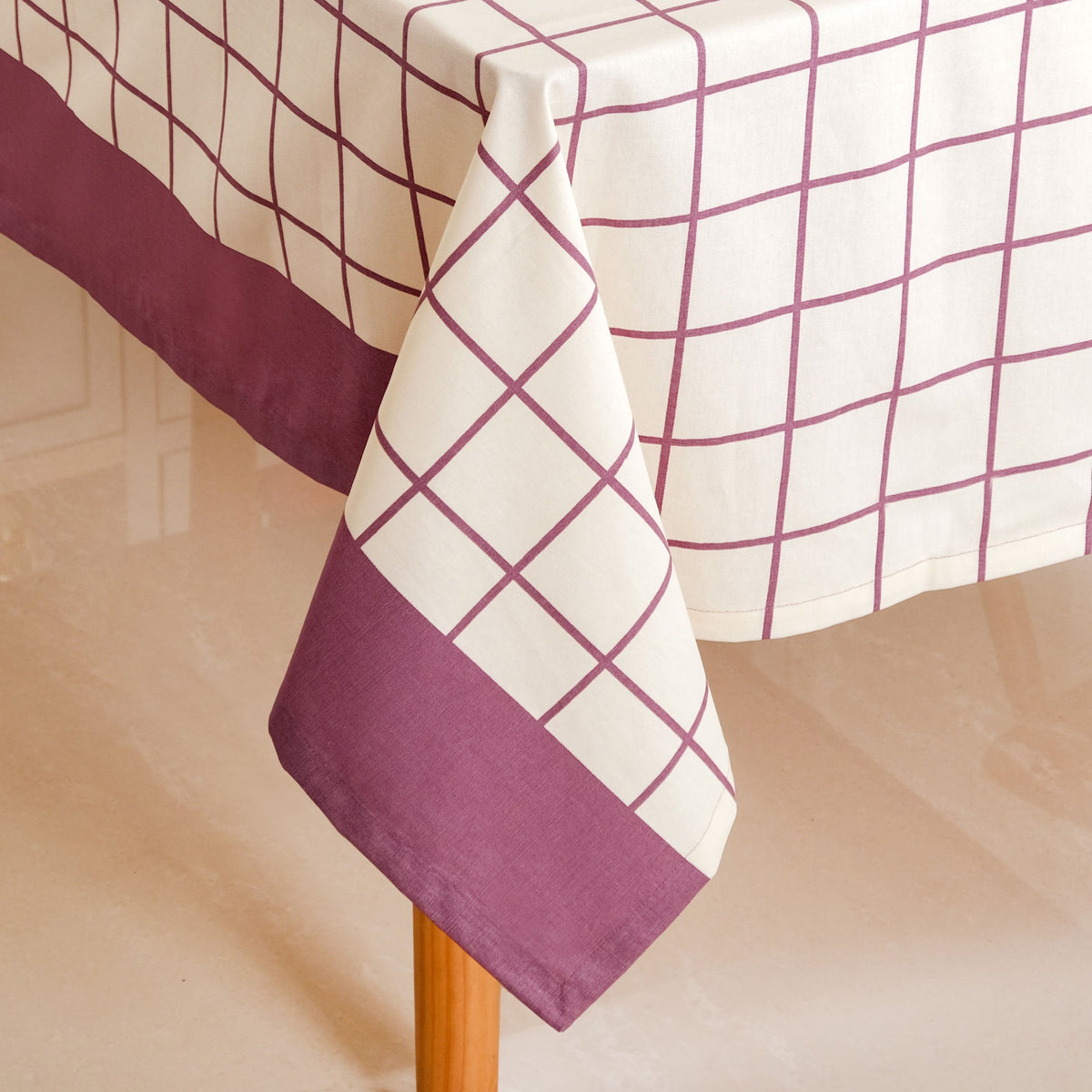 Dusty Mauve Cotton 8 Seater Water Resistant Tablecloth 274x152cm Nestasia