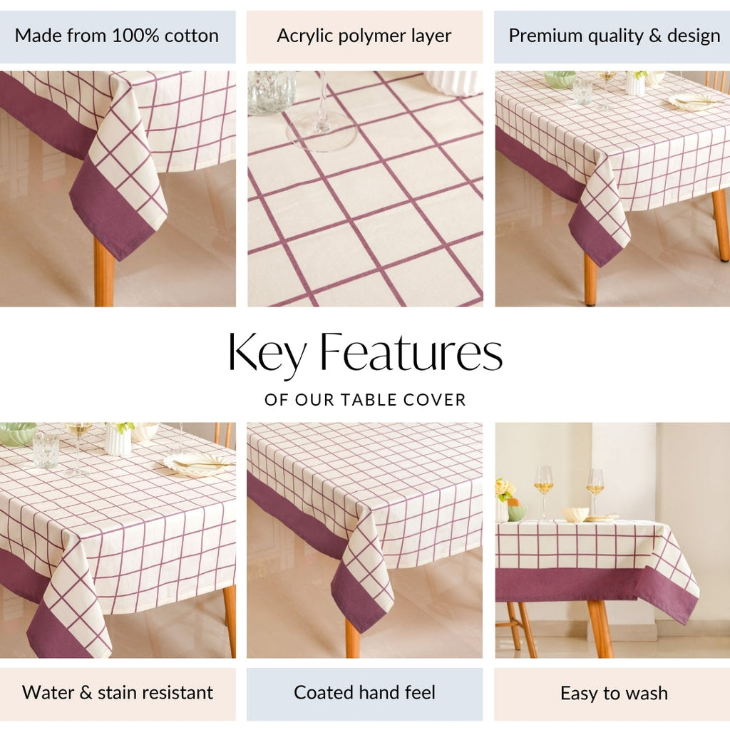 Dusty Mauve 6 Seater Pure Cotton Tablecloth 203x152cm Nestasia