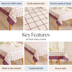 Dusty Mauve 6 Seater Pure Cotton Tablecloth 203x152cm Nestasia