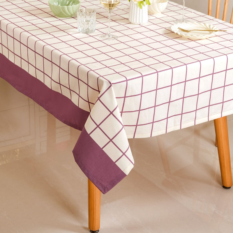 Dusty Mauve 6 Seater Pure Cotton Tablecloth 203x152cm Nestasia