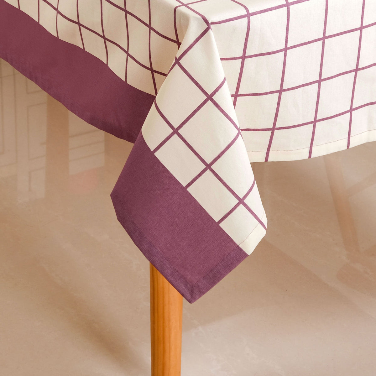 Dusty Mauve 6 Seater Pure Cotton Tablecloth 203x152cm Nestasia
