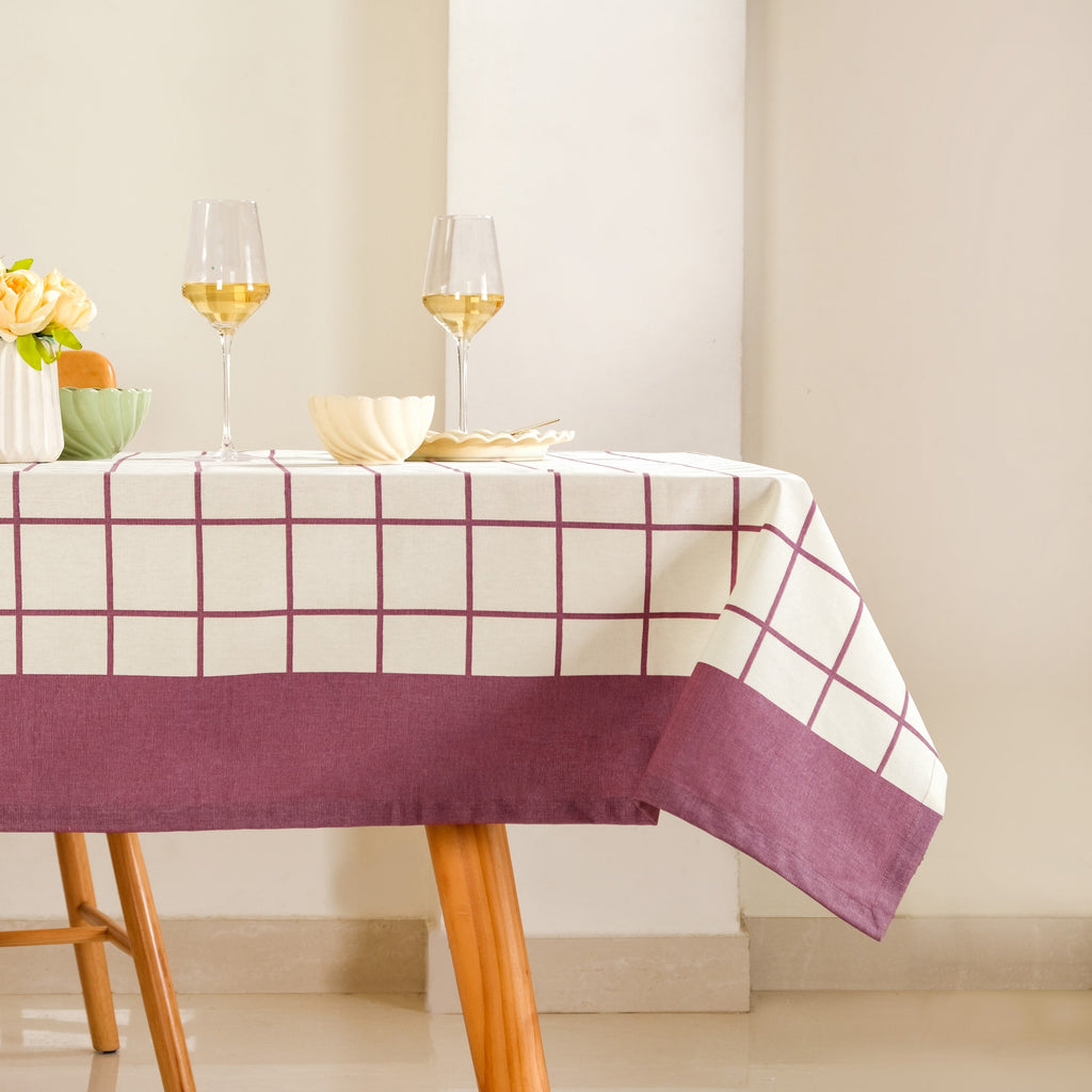 Dusty Mauve 6 Seater Pure Cotton Tablecloth 203x152cm Nestasia