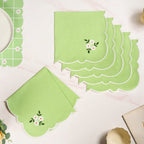 Pistachio Green Cotton Embroidered Table Napkin Set Of 6 Nestasia