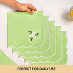 Pistachio Green Cotton Embroidered Table Napkin Set Of 6 Nestasia