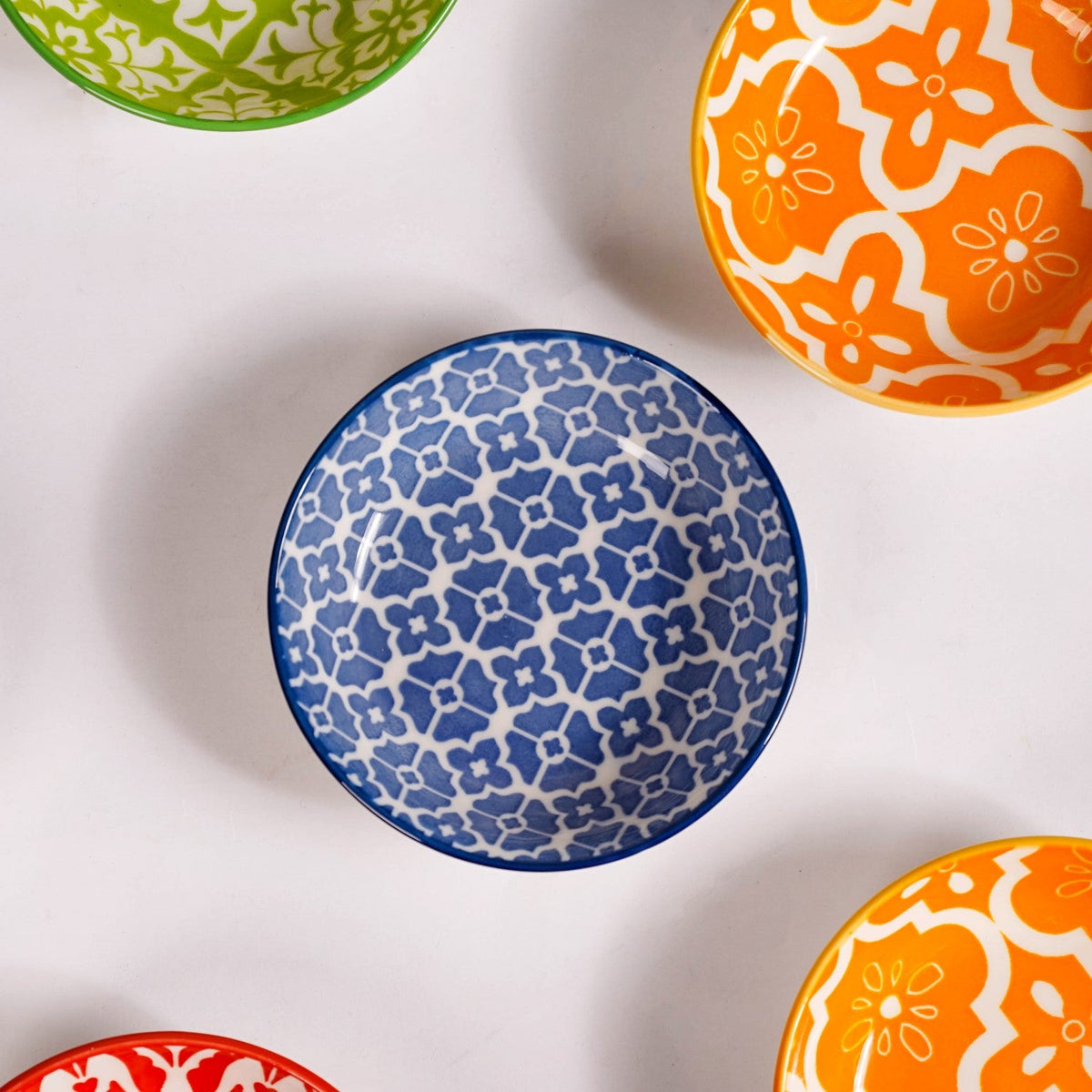 Mediterranean Vibrancy Small Ceramic Bowls Set Of 8 70ml Nestasia