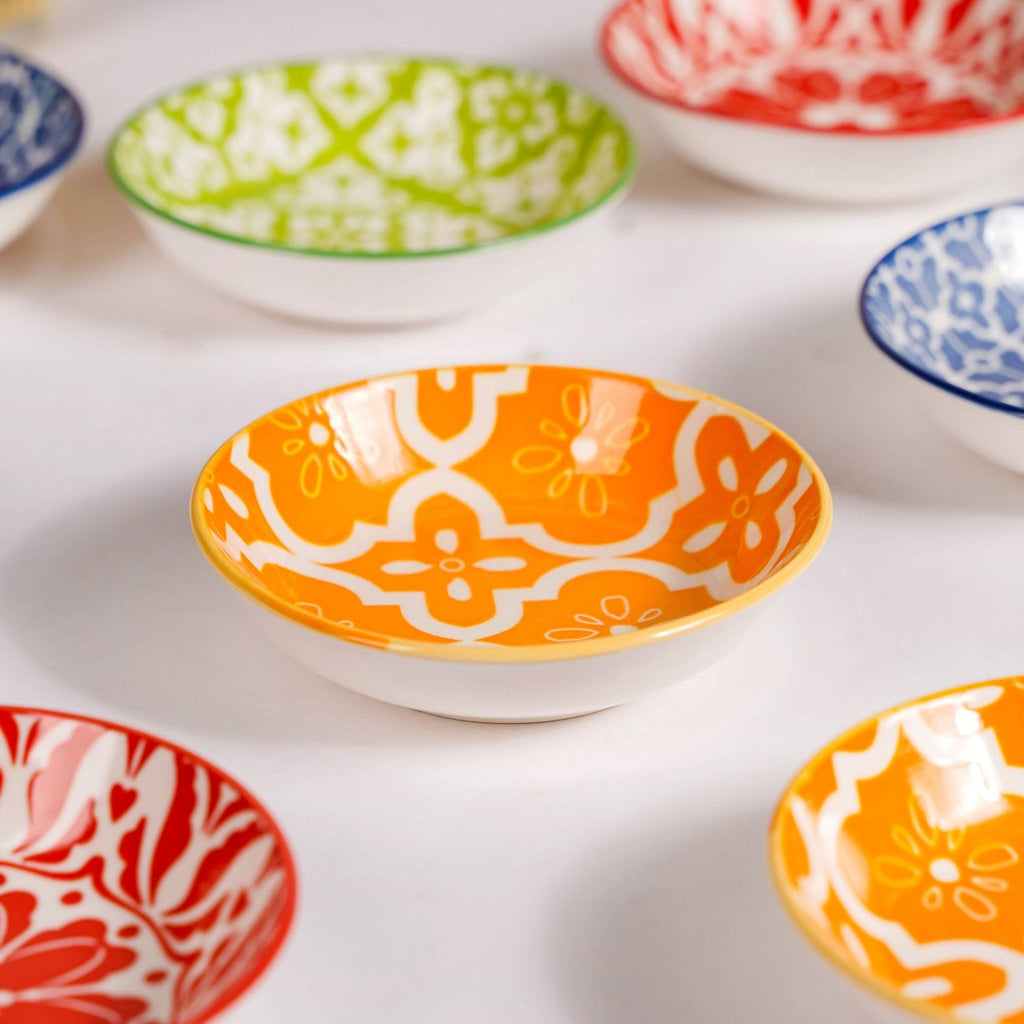 Mediterranean Vibrancy Small Ceramic Bowls Set Of 8 70ml Nestasia