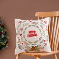 Merry Christmas Wreath Embroidered Cushion Cover 40x40cm Nestasia