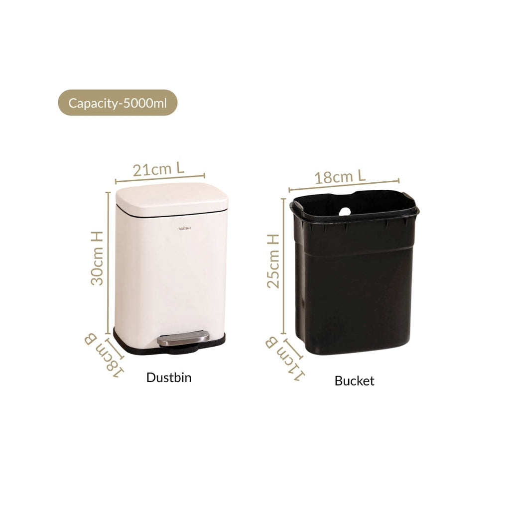 Dustro Metal Pedal Dustbin White 5000ml Nestasia