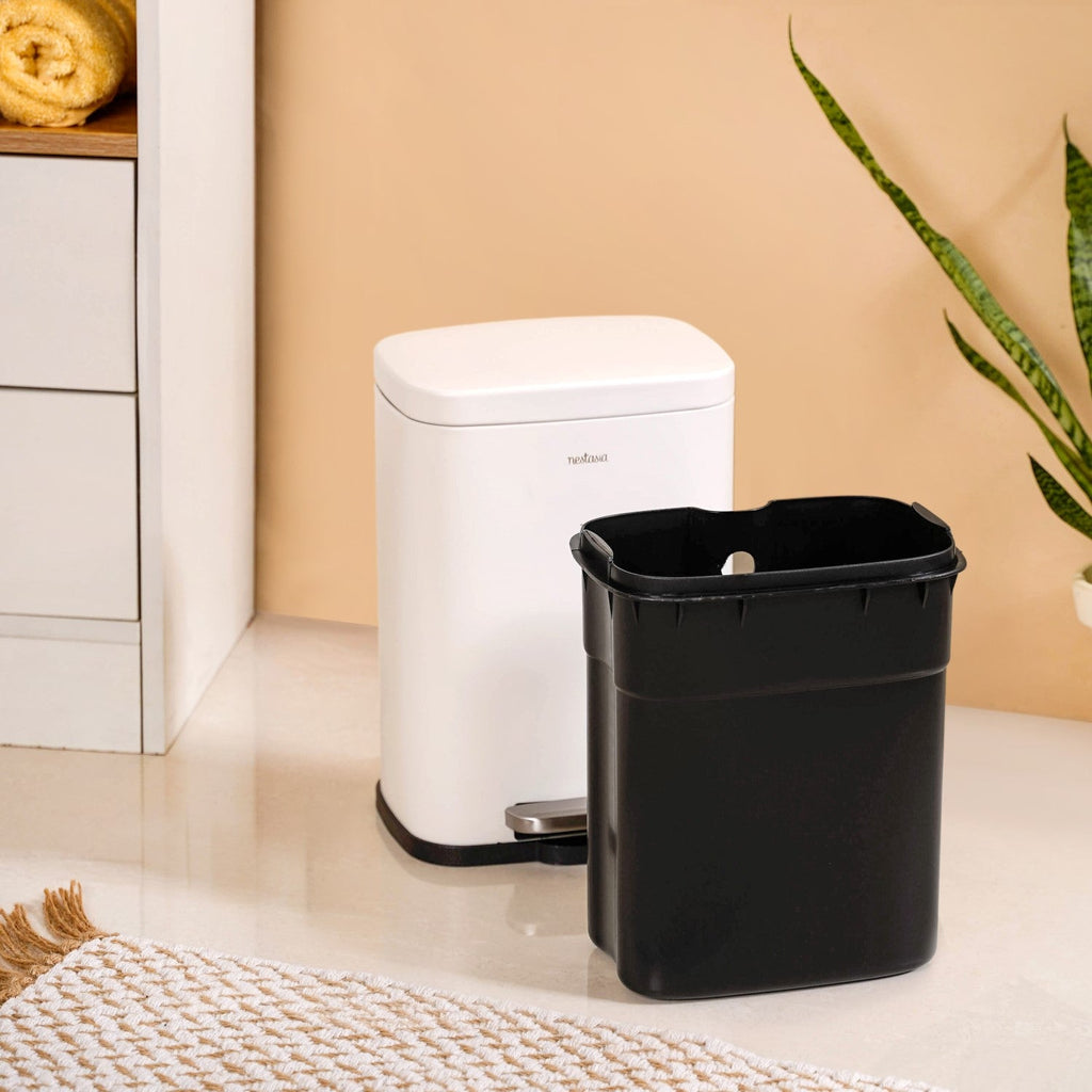 Dustro Metal Pedal Dustbin White 5000ml Nestasia