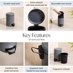 Clean Curve Dustbin With Removable Bucket Grey 3000ml Nestasia