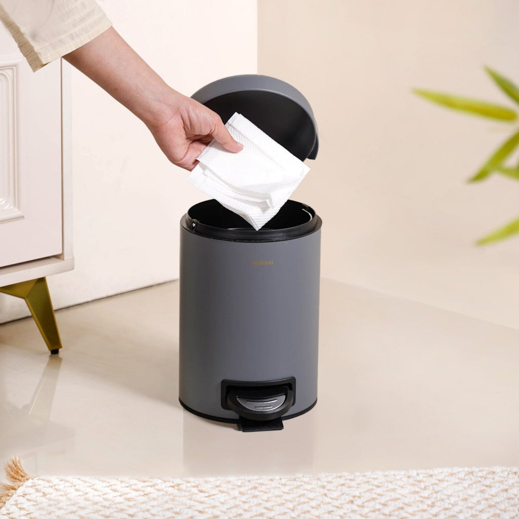 Clean Curve Dustbin With Removable Bucket Grey 3000ml Nestasia