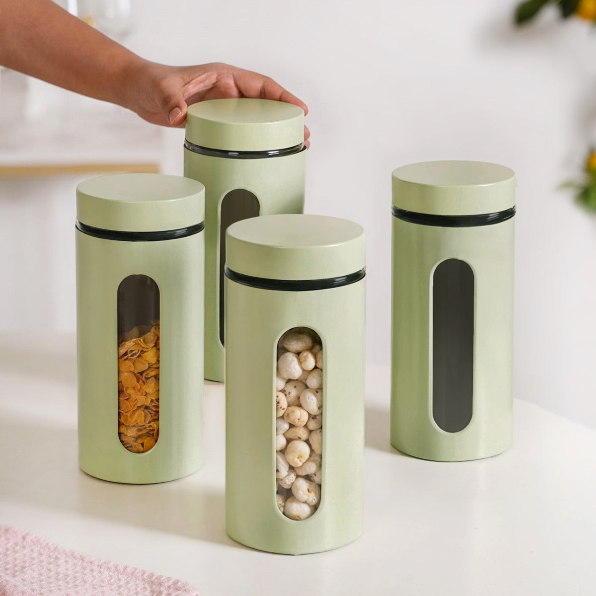 Winnie Pantry Jars With Viewing Window Set Of 4 1500ml Nestasia