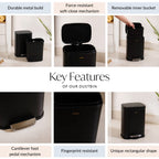 Dustro Metal Pedal Dustbin Black 5000ml Nestasia