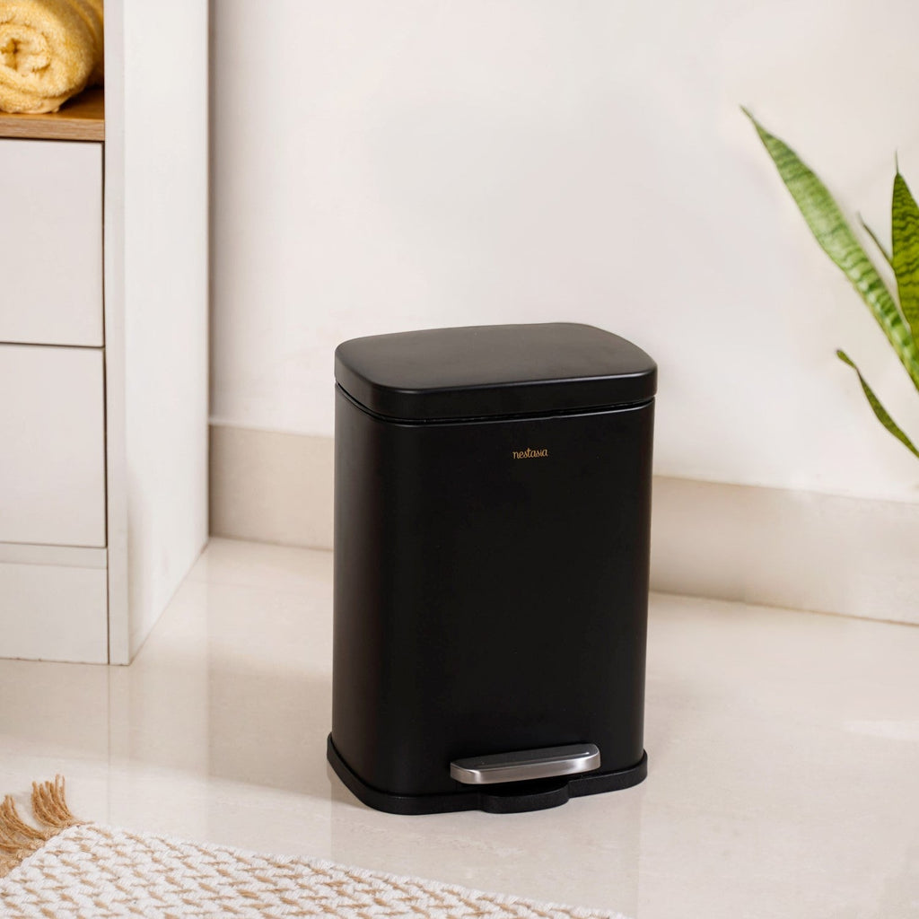 Dustro Metal Pedal Dustbin Black 5000ml Nestasia