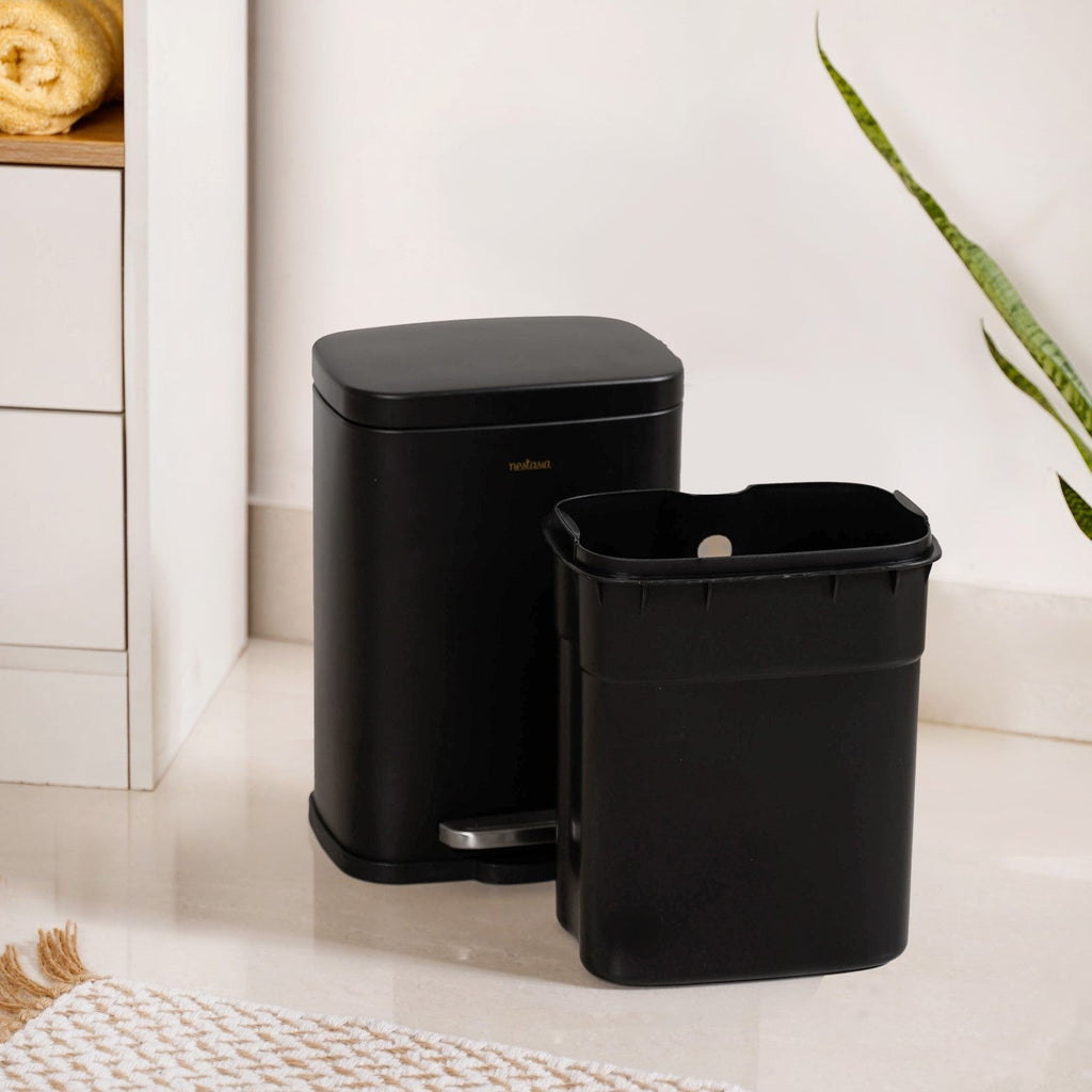 Dustro Metal Pedal Dustbin Black 5000ml Nestasia